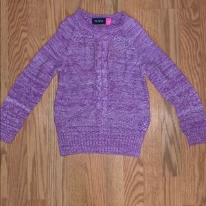 Knitted holes white & purple sweater size 7/8